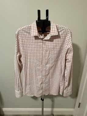 UNTUCKit Shirt Mens XL Slim Fit Orange Blue Check Button Down Casual